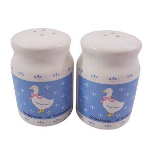 Vintage 1987 Geese Salt & Pepper HAPPINESS IS HOMEMADE Ceramic Shakers by W.A.